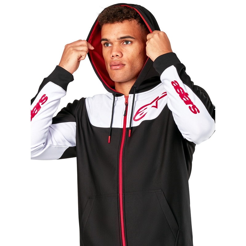 Mikina Alpinestars Sessions 3 Hoodie černo-bílo-červená