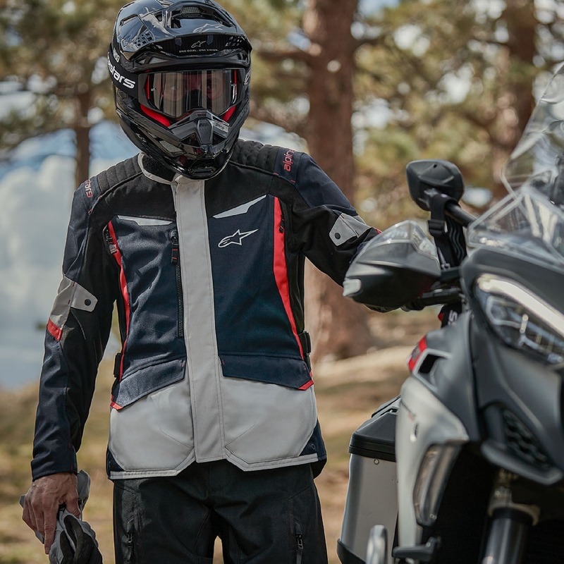 Bunda na motorku Alpinestars ST-1 Waterproof tmavě modro-černo-červená