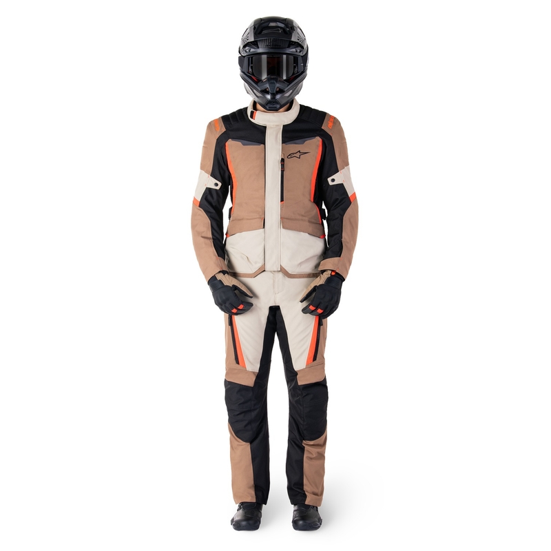 Bunda na motorku Alpinestars ST-1 Waterproof khaki-pískovo-černo-fluo červená