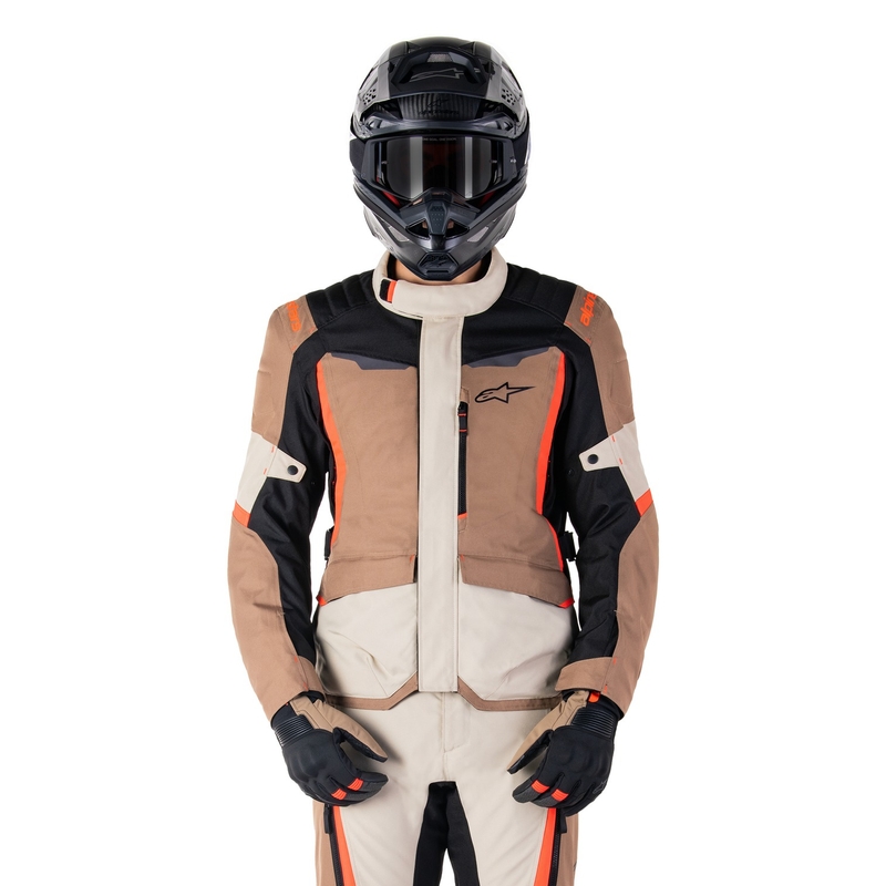 Bunda na motorku Alpinestars ST-1 Waterproof khaki-pískovo-černo-fluo červená