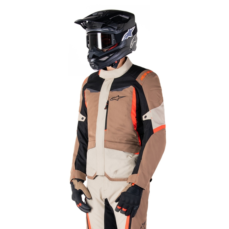 Bunda na motorku Alpinestars ST-1 Waterproof khaki-pískovo-černo-fluo červená