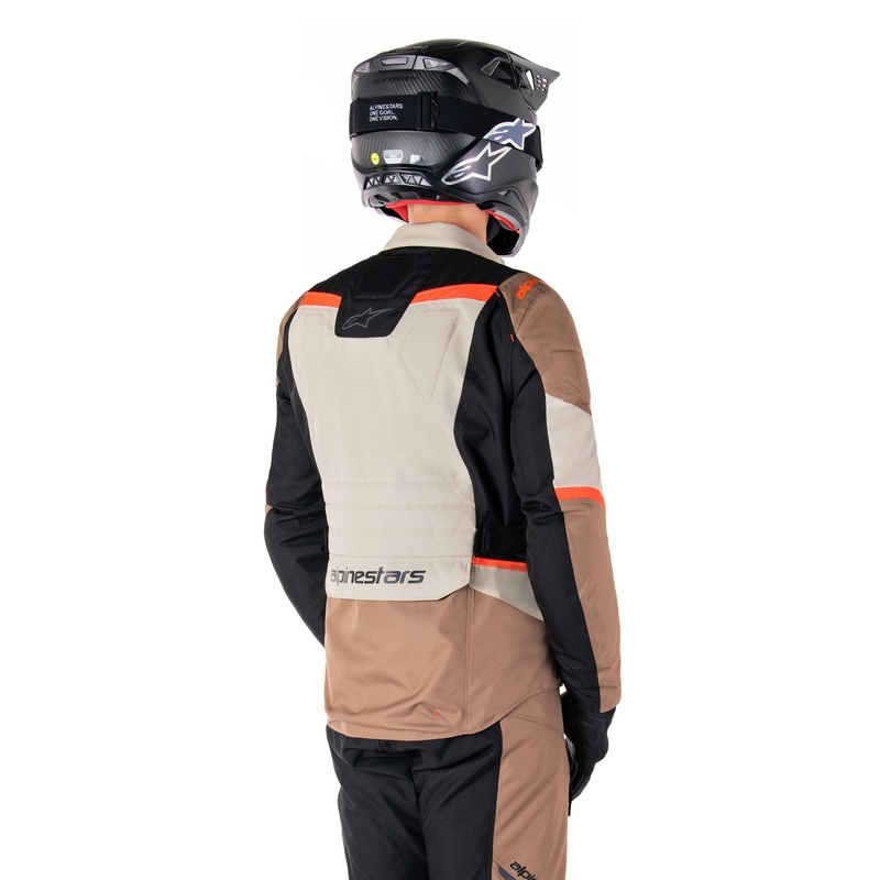 Bunda na motorku Alpinestars ST-1 Waterproof khaki-pískovo-černo-fluo červená