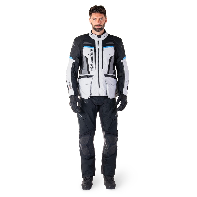 Bunda na motorku Alpinestars Bogota PRO Drystar šedo-černo-modrá