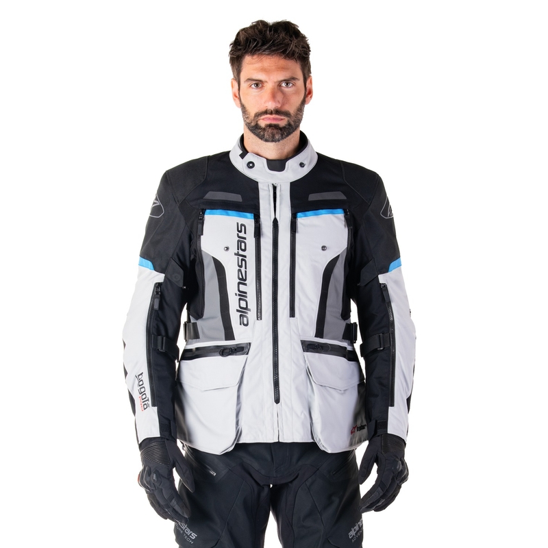 Bunda na motorku Alpinestars Bogota PRO Drystar šedo-černo-modrá