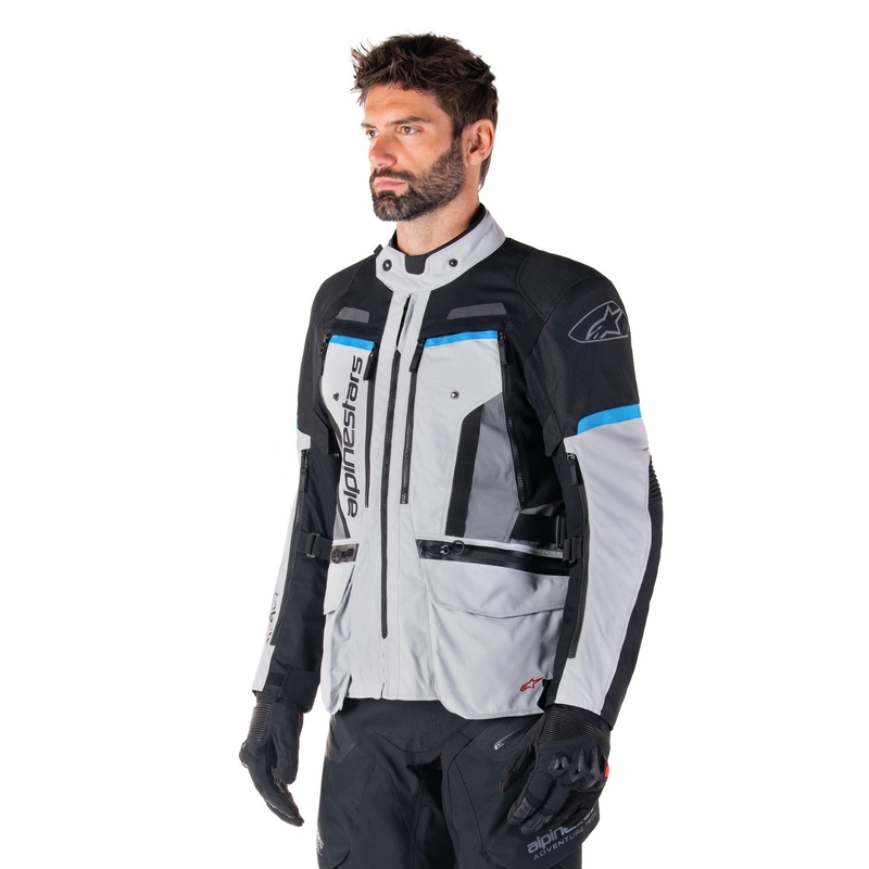 Bunda na motorku Alpinestars Bogota PRO Drystar šedo-černo-modrá