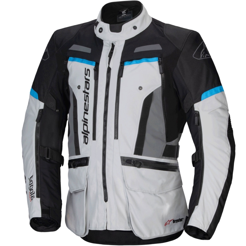 Bunda na motorku Alpinestars Bogota PRO Drystar šedo-černo-modrá