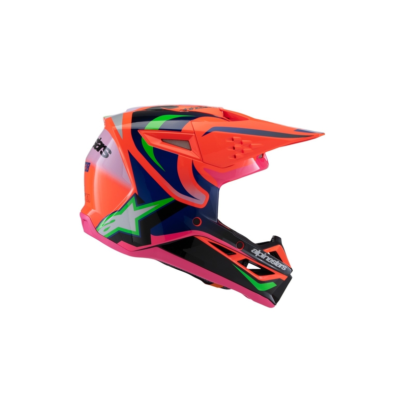 Dětská motokrosová přilba Alpinestars S-M3 HAIDEN DEEGAN fluo oranžovo-fialovo-růžovo-zelená