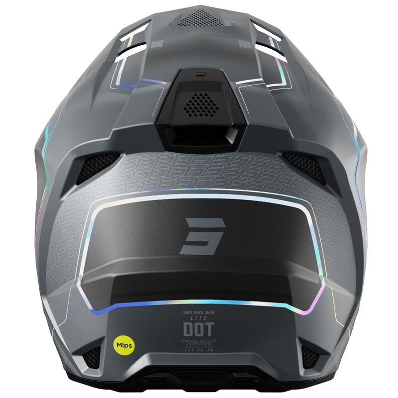 Motokrosová helma Shot Lite Challenger perleťově šedá holografická