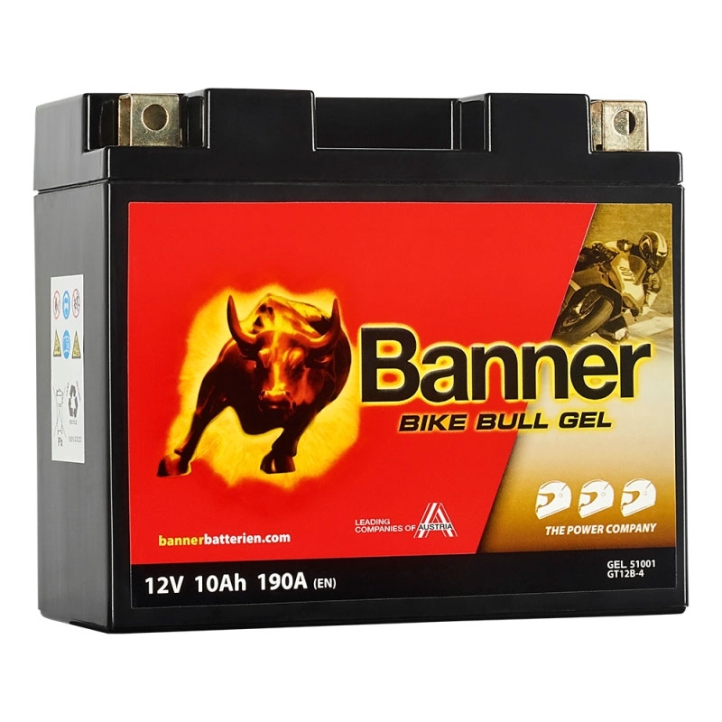 Gelová motobaterie Banner Bike Bull GEL 510 01/BGT12B-4 - GT12B-4 12V, 10Ah, 190A