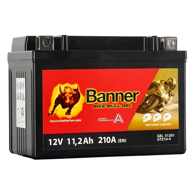 Gelová motobaterie Banner Bike Bull GEL 512 01/BGTZ14-S - GTZ14-S 12V, 11.2Ah, 210A