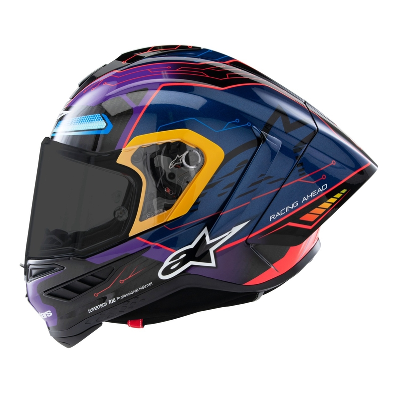 Integrální helma na motorku Alpinestars Supertech R-10 limitovaná edice Martinator Jorge Martin modro-fialovo-červeno-žlutá