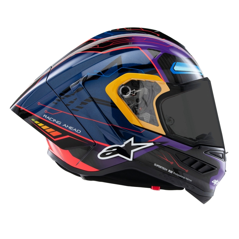 Integrální helma na motorku Alpinestars Supertech R-10 limitovaná edice Martinator Jorge Martin modro-fialovo-červeno-žlutá