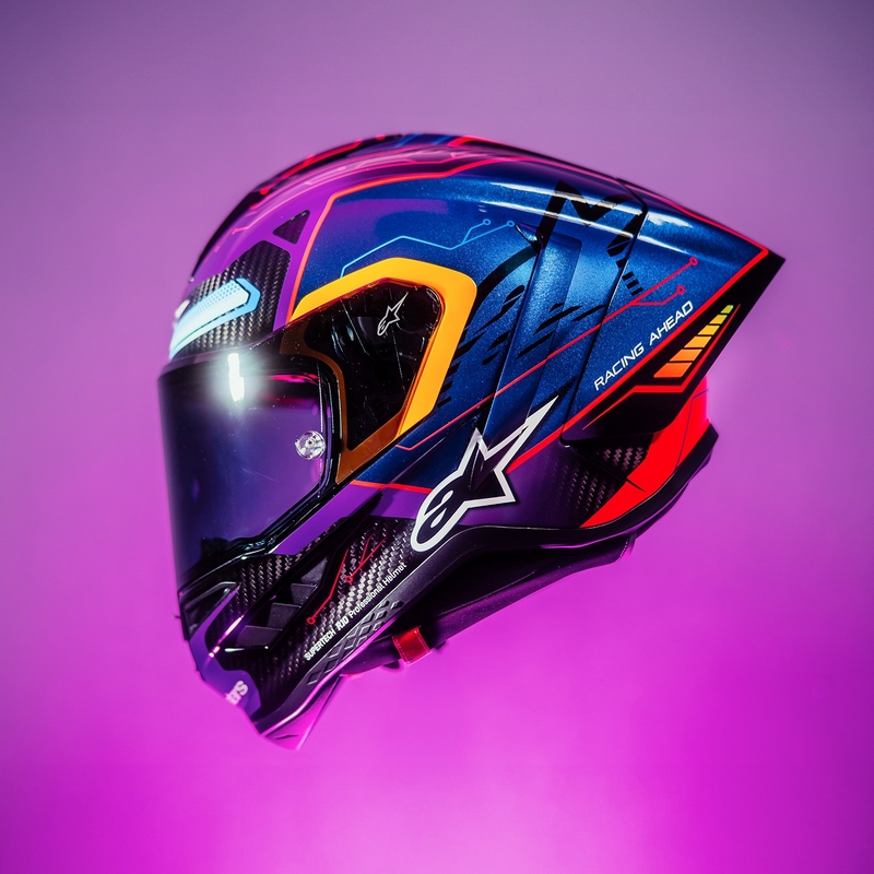 Integrální helma na motorku Alpinestars Supertech R-10 limitovaná edice Martinator Jorge Martin modro-fialovo-červeno-žlutá