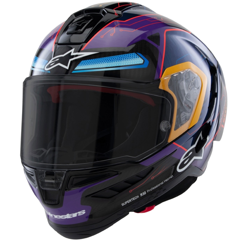 Integrální helma na motorku Alpinestars Supertech R-10 limitovaná edice Martinator Jorge Martin modro-fialovo-červeno-žlutá