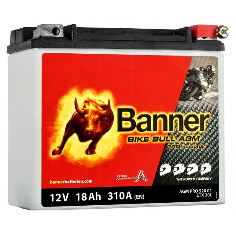 Bezúdržbová motobaterie Banner Bike Bull AGM PRO 520 01/BETX20L - ETX20L 12V, 18Ah, 310A