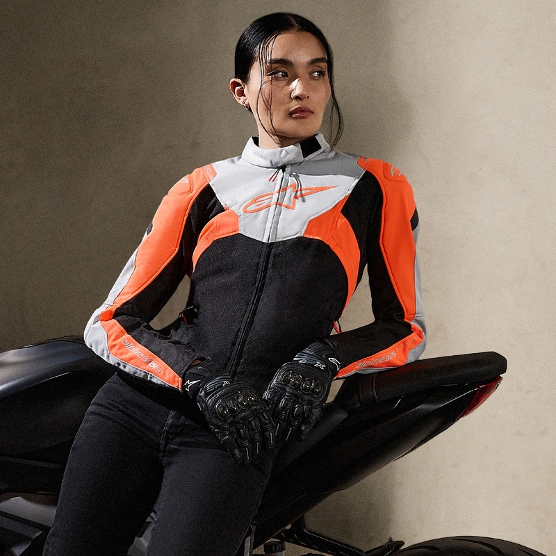 Dámská bunda na motorku Alpinestars Stella T-Jaws 4 Waterproof černo-šedo-fluo červená
