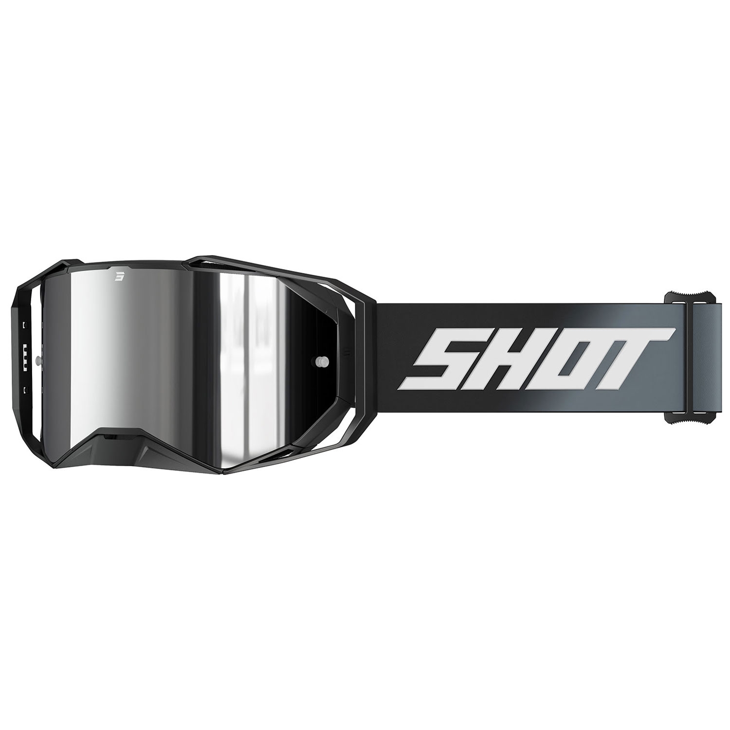Motokrosové brýle Shot Lite Solid černé se stříbrným iridiovým plexi