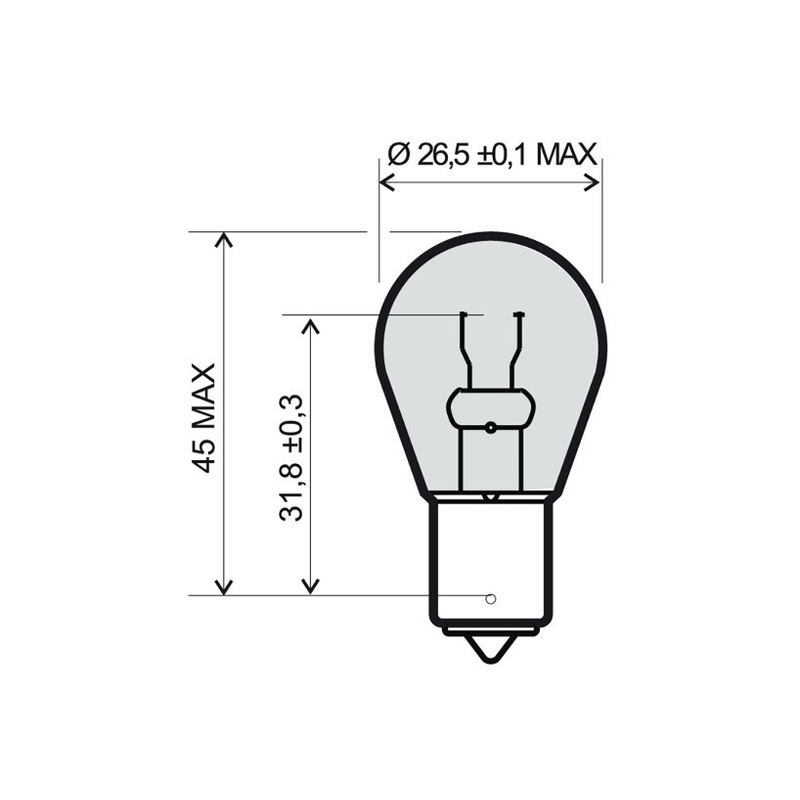Přední světlo RMS BA15S 12V 21W