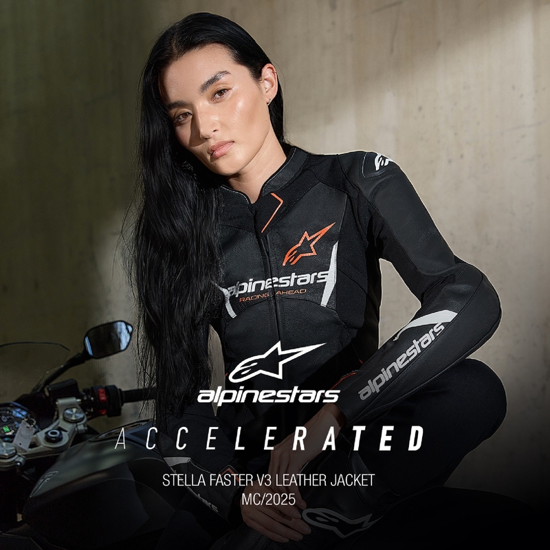 Dámská kožená bunda na motorku Alpinestars Stella Faster 3 černo-bílo-fluo červená