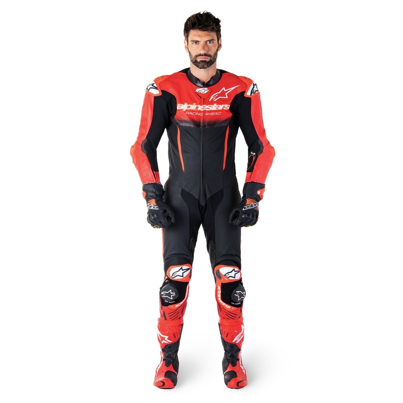Jednodílná kožená kombinéza Alpinestars GP-R7 Tech-Air ready/kompatibilní černo-červená