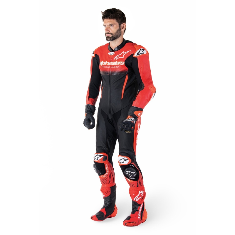 Jednodílná kožená kombinéza Alpinestars GP-R7 Tech-Air ready/kompatibilní černo-červená