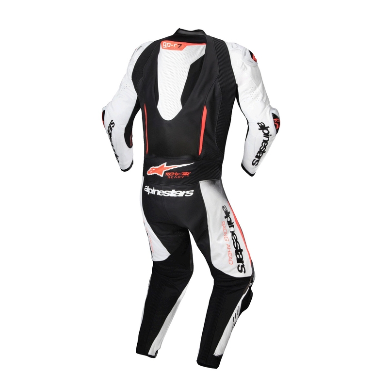 Jednodílná kožená kombinéza Alpinestars GP-R7 Tech-Air ready/kompatibilní bílo-černo-fluo červená