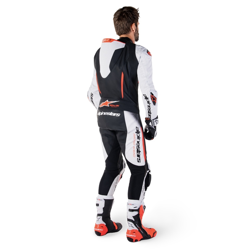 Jednodílná kožená kombinéza Alpinestars GP-R7 Tech-Air ready/kompatibilní bílo-černo-fluo červená