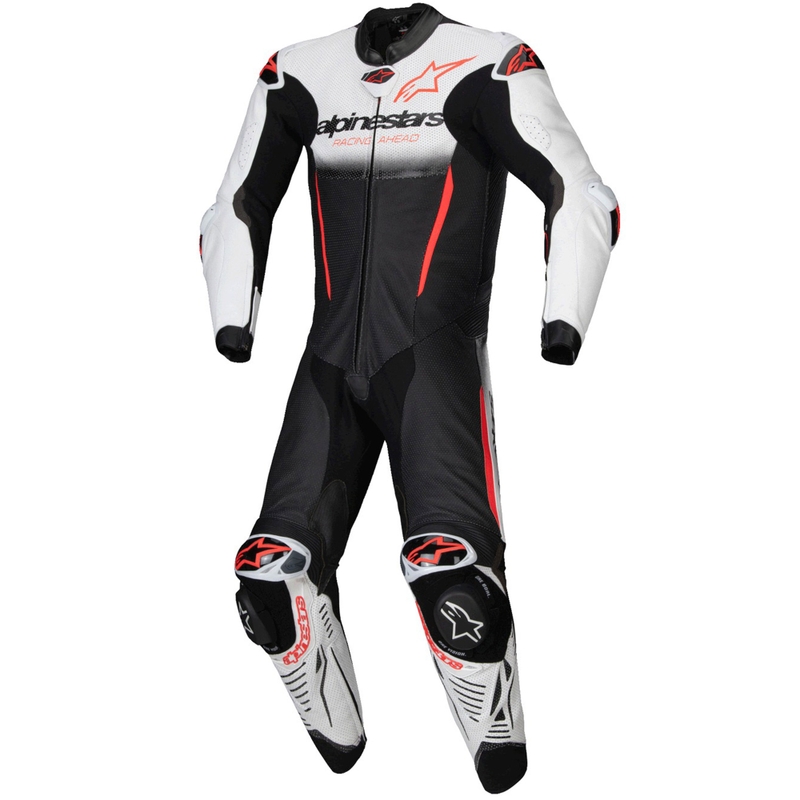 Jednodílná kožená kombinéza Alpinestars GP-R7 Tech-Air ready/kompatibilní bílo-černo-fluo červená