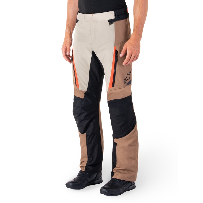 Kalhoty na motorku Alpinestars ST-1 Waterproof khaki-pískovo-černo-fluo červené