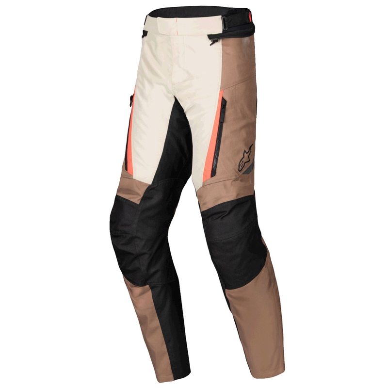Kalhoty na motorku Alpinestars ST-1 Waterproof khaki-pískovo-černo-fluo červené