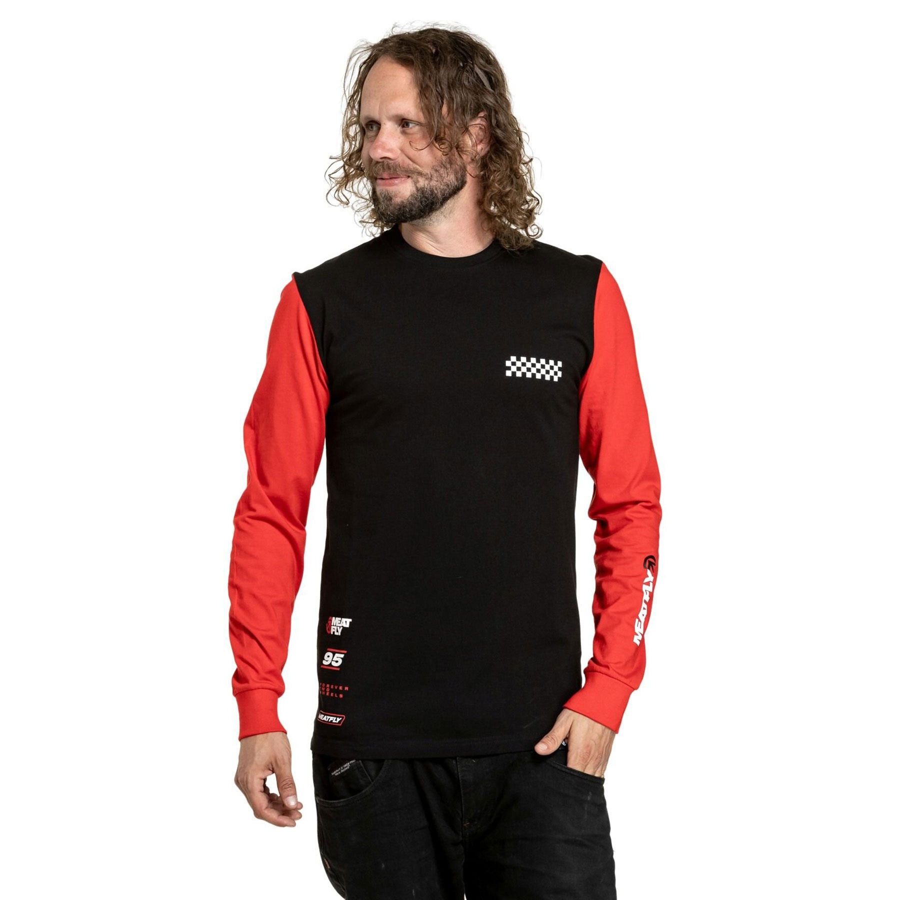 Tričko s dlouhým rukávem Meatfly Appex černo-červené Velikost: 3XL