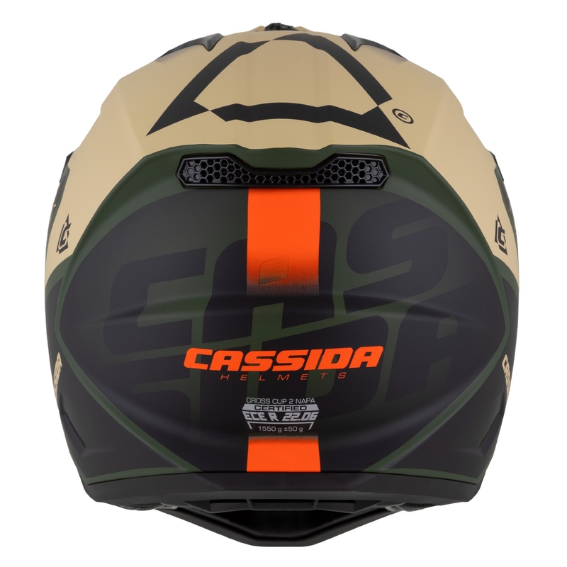 Motokrosová helma na motorku Cassida Cross Cup 2 Napa matná pískovo-zeleno-oranžovo-černá