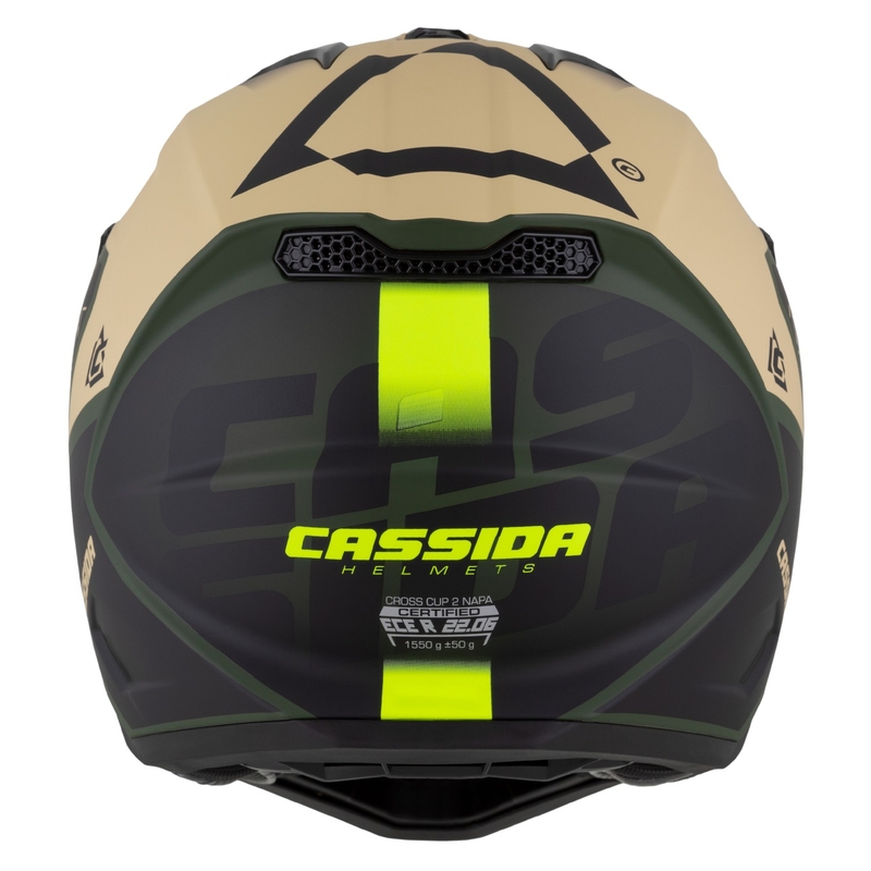 Motokrosová helma na motorku Cassida Cross Cup 2 Napa matná pískovo-zeleno-fluo žluto-černá