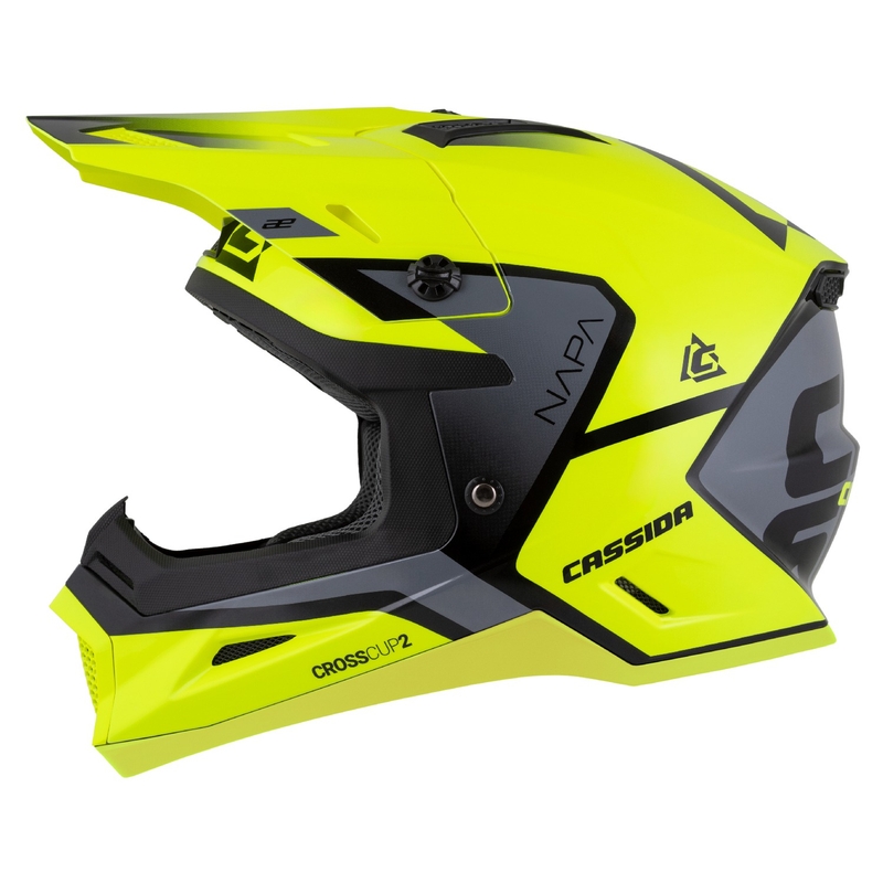 Motokrosová helma na motorku Cassida Cross Cup 2 Napa fluo žluto-černo-perleťově šedá