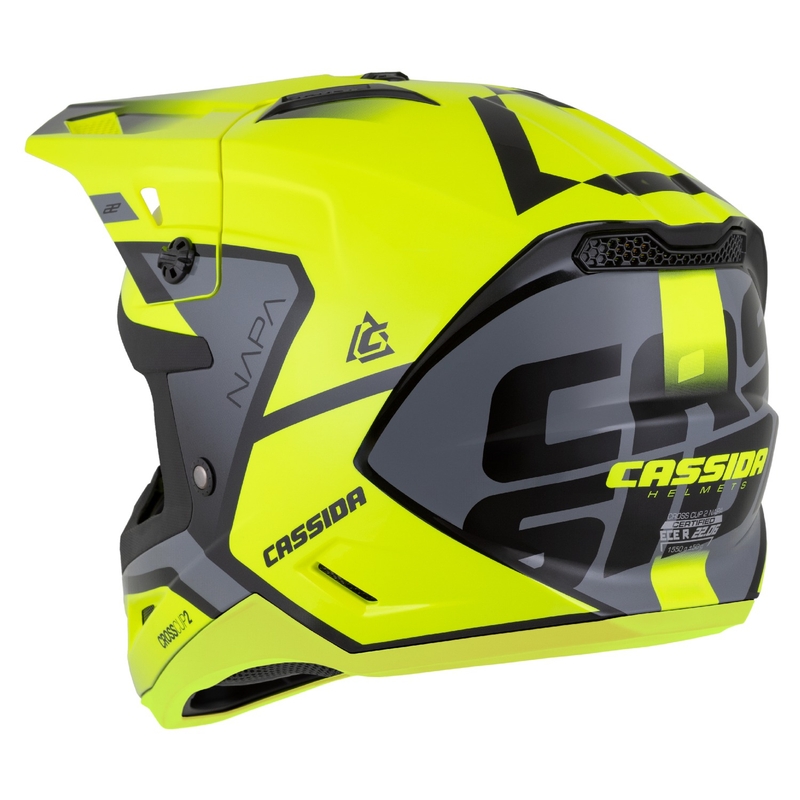 Motokrosová helma na motorku Cassida Cross Cup 2 Napa fluo žluto-černo-perleťově šedá