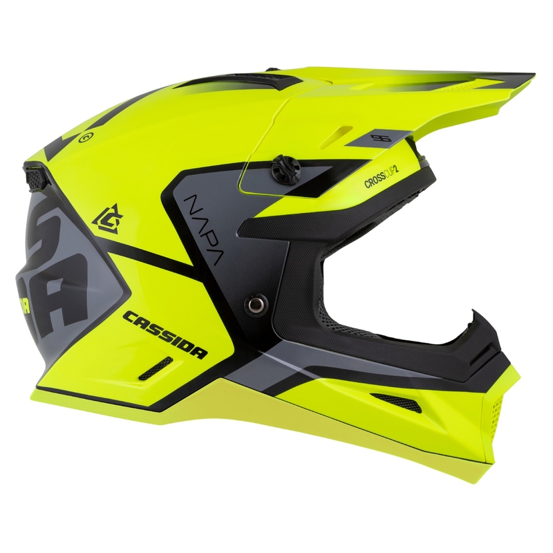 Motokrosová helma na motorku Cassida Cross Cup 2 Napa fluo žluto-černo-perleťově šedá