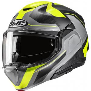 Překlápěcí helma na motorku HJC F100 Bios MC3HSF fluo žluto-šedá