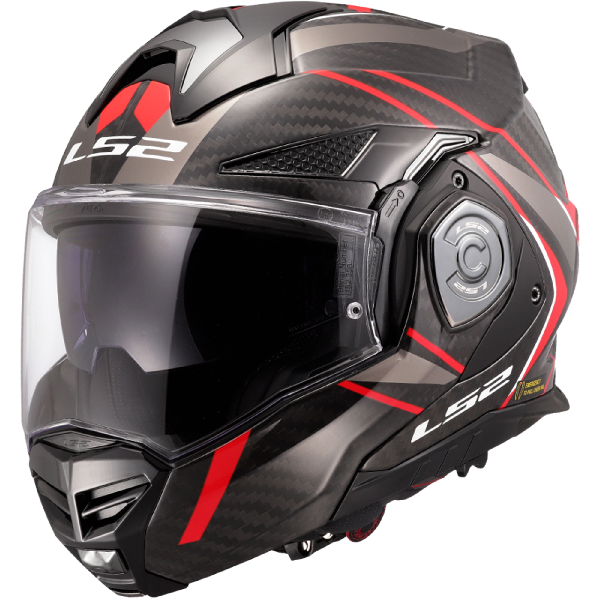 Překlápěcí helma na motorku LS2 FF901 Advant X C Future II černo-červená Velikost: XS