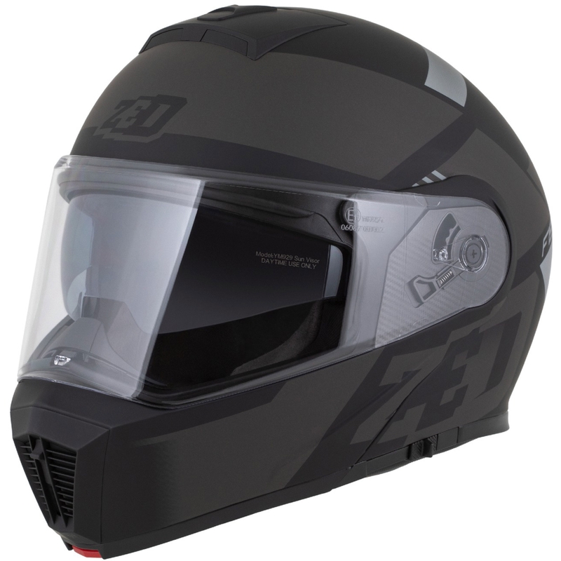 Výklopná helma na motorku ZED F19 matná černo-šedá