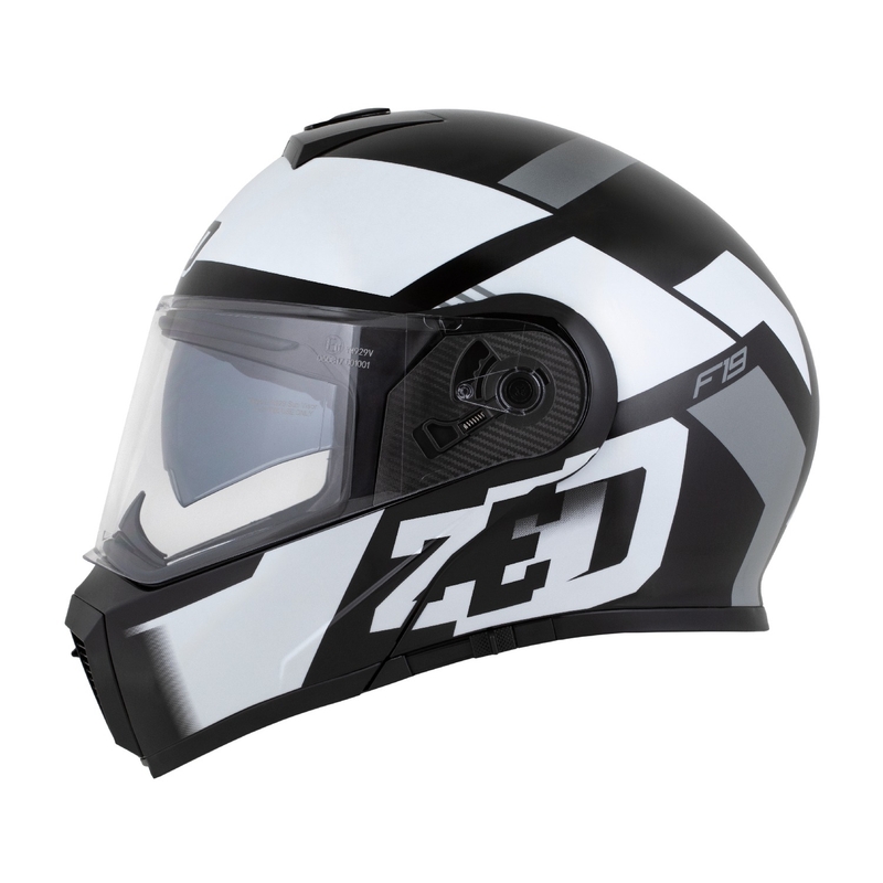 Výklopná helma na motorku ZED F19 černo-bílo-šedá