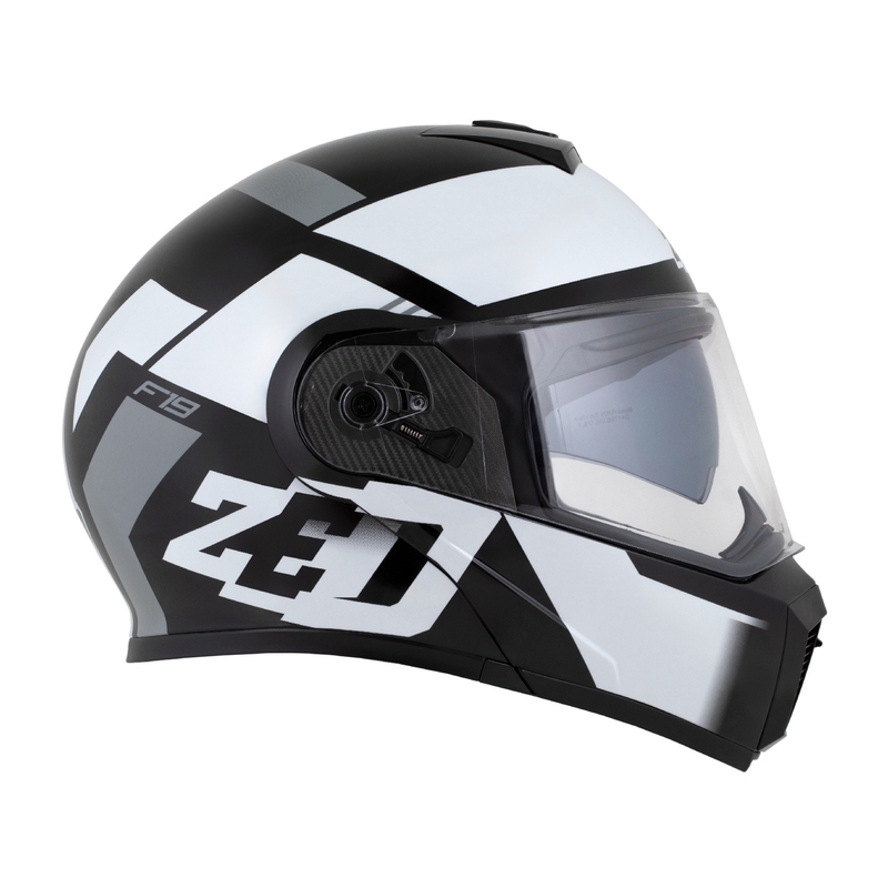 Výklopná helma na motorku ZED F19 černo-bílo-šedá