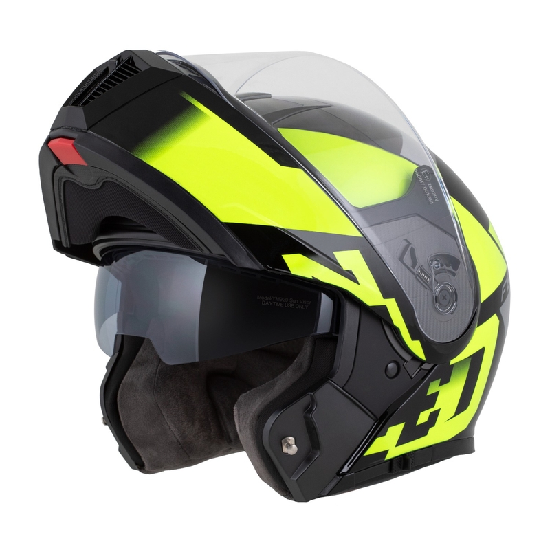 Výklopná helma na motorku ZED F19 černo-fluo žlutá