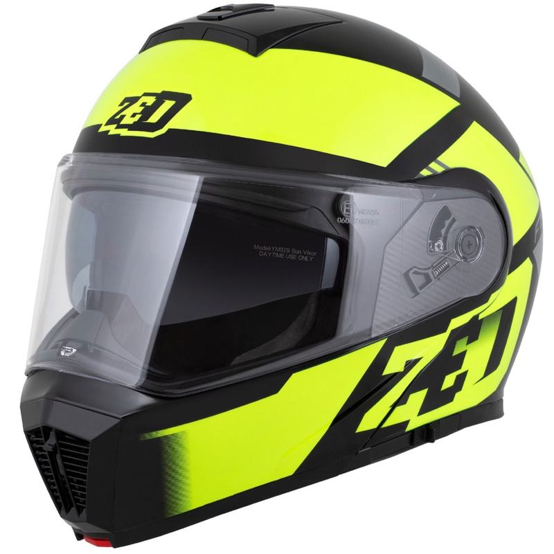Výklopná helma na motorku ZED F19 černo-fluo žlutá