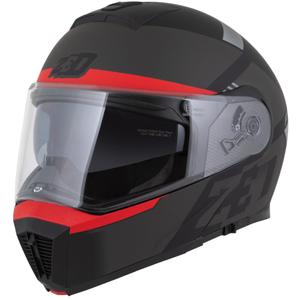 Výklopná helma na motorku ZED F19 matná černo-fluo červeno-šedá