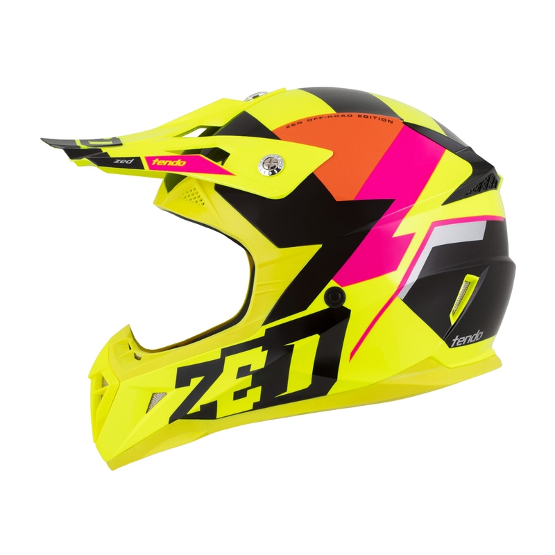 Dětská motokrosová helma ZED X1.9 Tendo fluo žluto-růžovo-oranžovo-černá