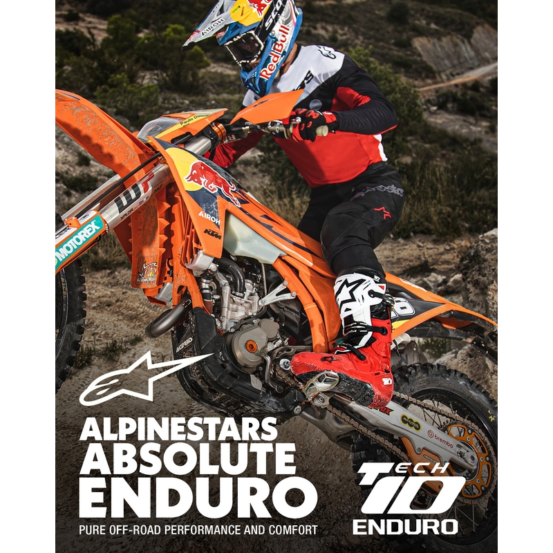 Boty na motorku Alpinestars Tech 10 Enduro červeno-černo-bílé