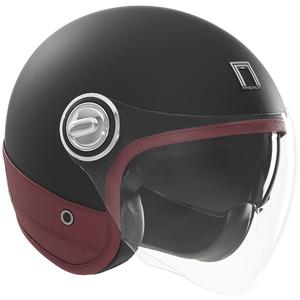 Otevřená helma na motorku NOX PREMIUM matná černá s červenou kůží