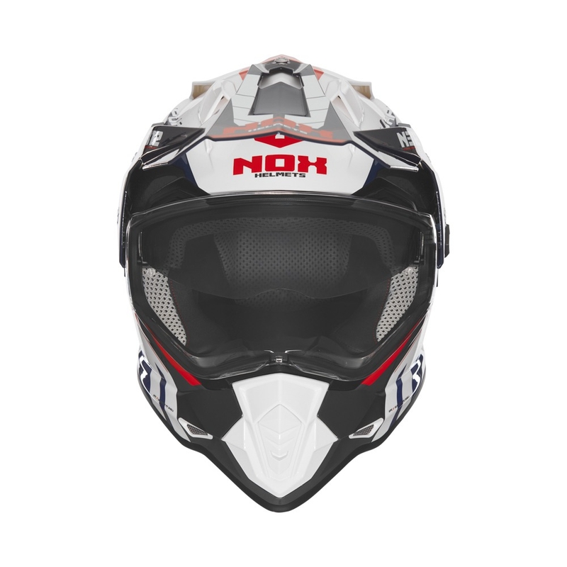 Enduro helma na motorku NOX N312 Vapor bílo-černo-modrá