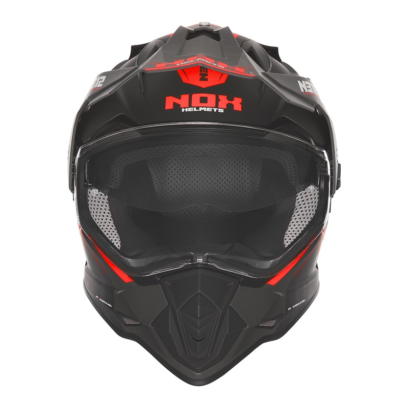 Enduro helma na motorku NOX N312 Vapor matná černo-červená
