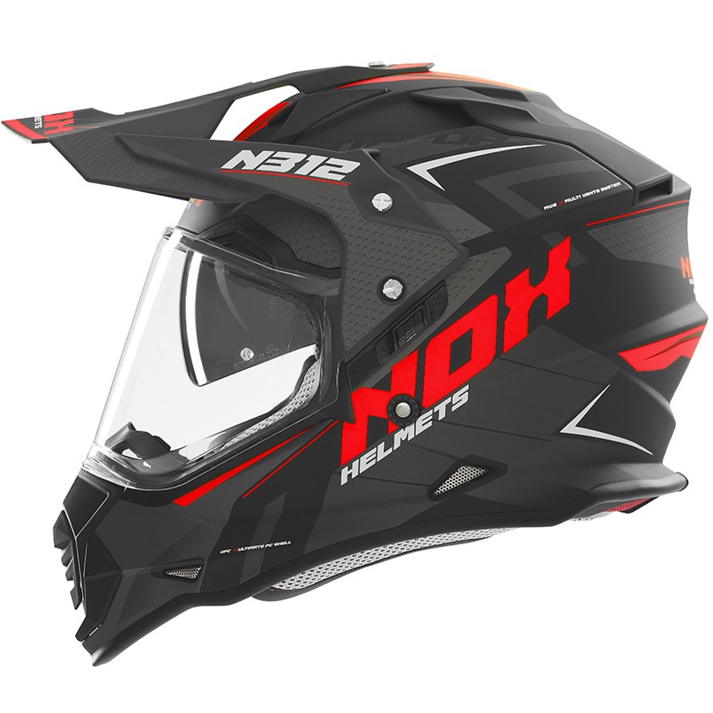 Enduro helma na motorku NOX N312 Vapor matná černo-červená Velikost: XS